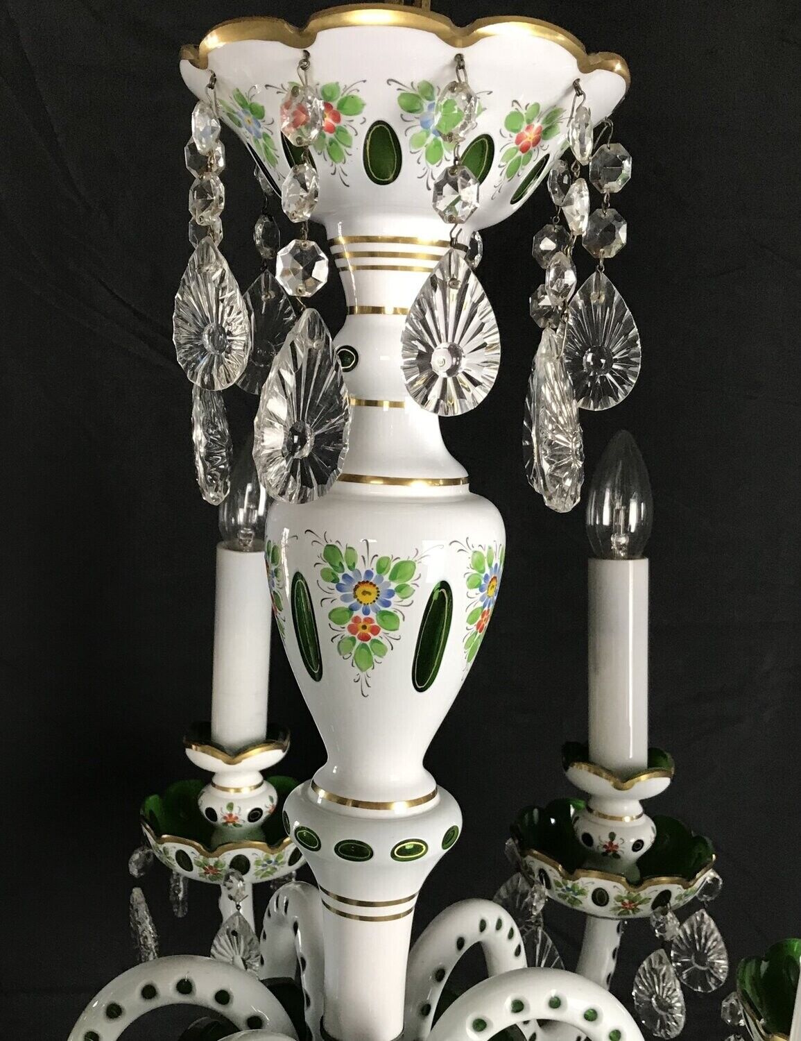 White overlay glass chandelier