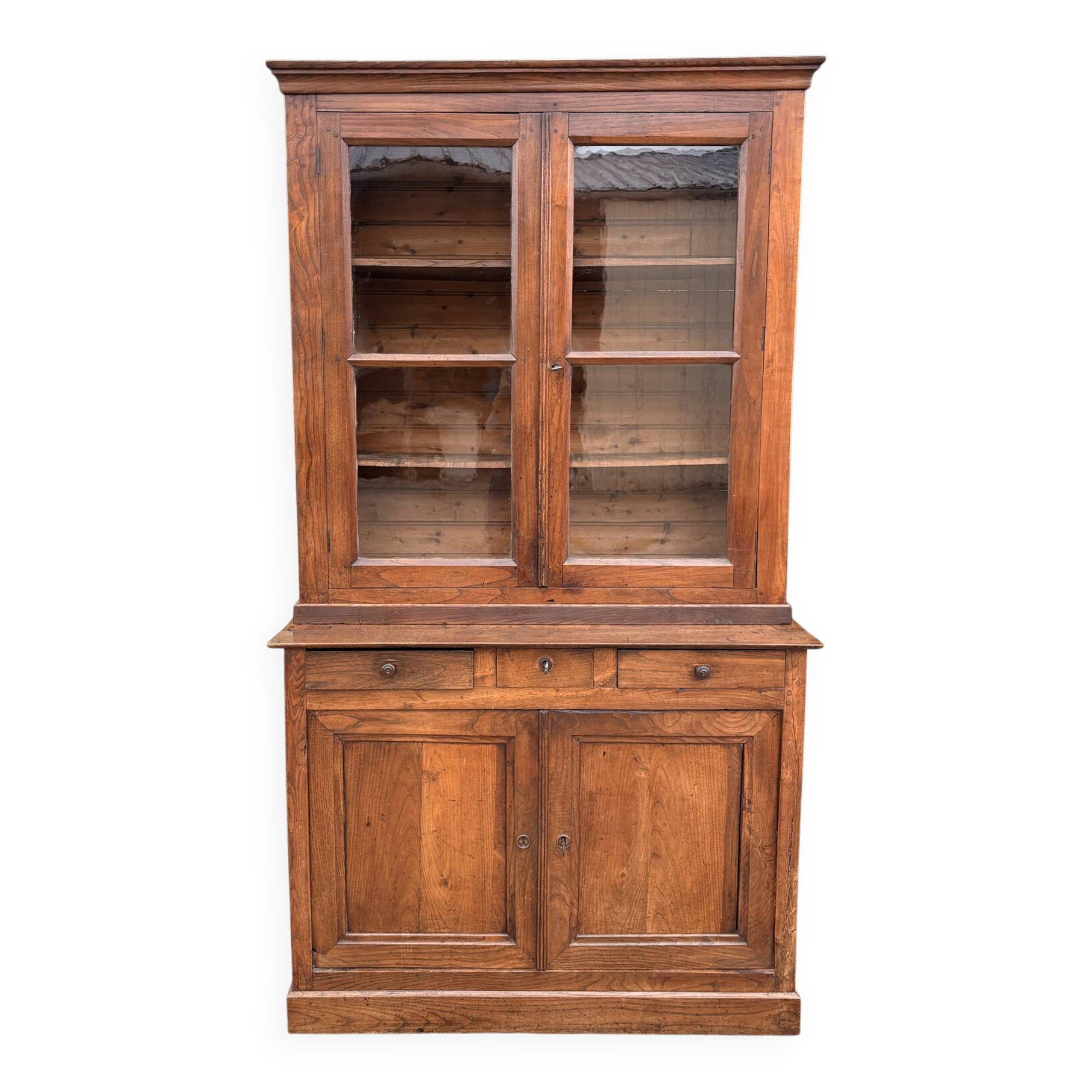 Two-body oak sideboard, circa 1890 — antique glasses and assembly