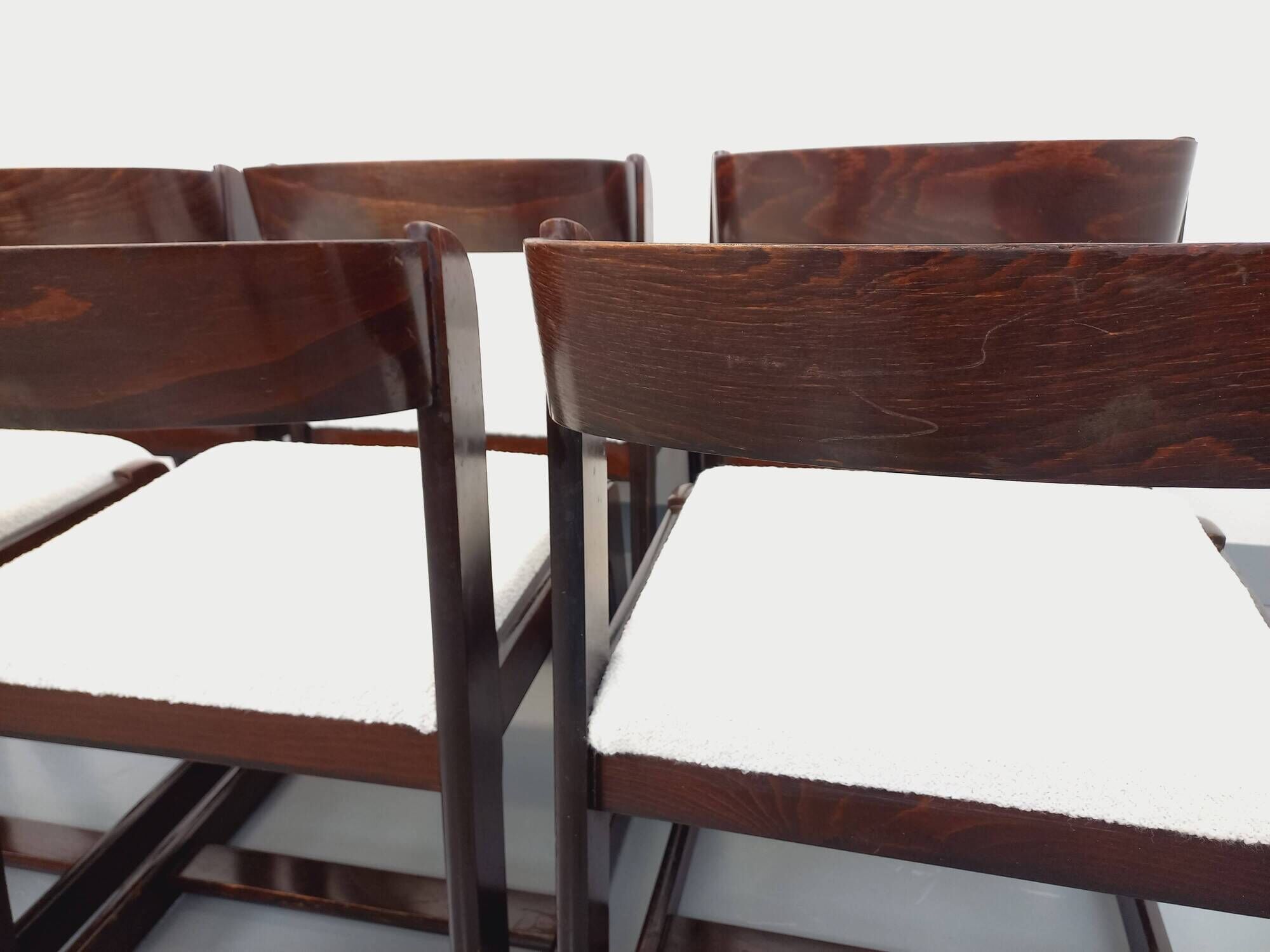 Set of 6 vintage Italian sleigh chairs by Mario Sabot