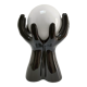 Black ceramic and opaline design hand lamp 90s