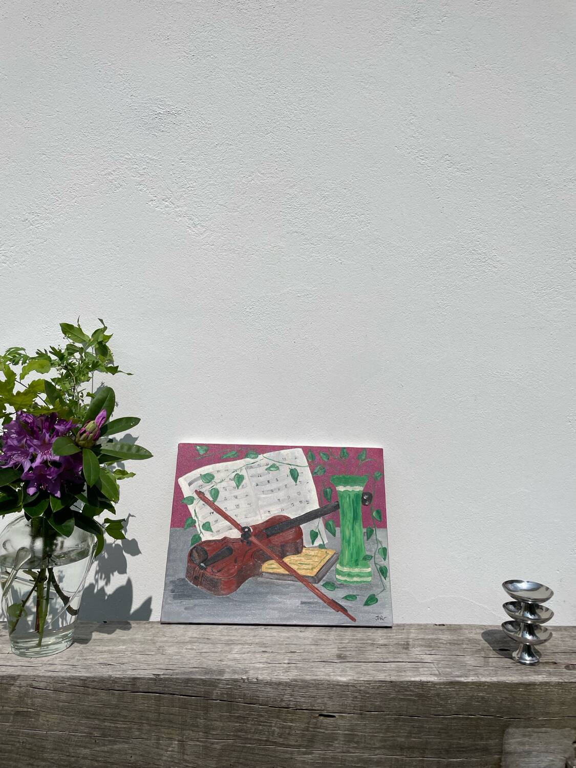 Still life with vase and violin