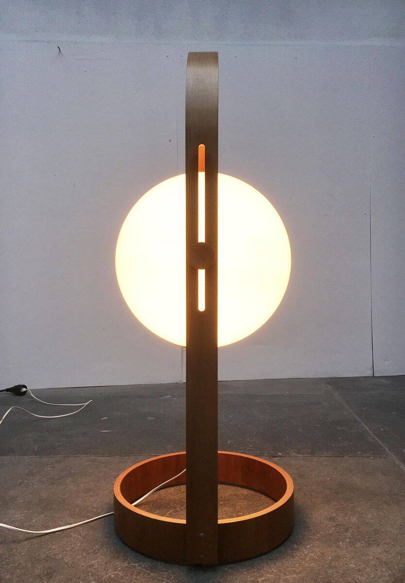 Swiss space-style floor lamp made of plastic and plywood from the 1960s.