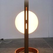 Swiss space-style floor lamp made of plastic and plywood from the 1960s.