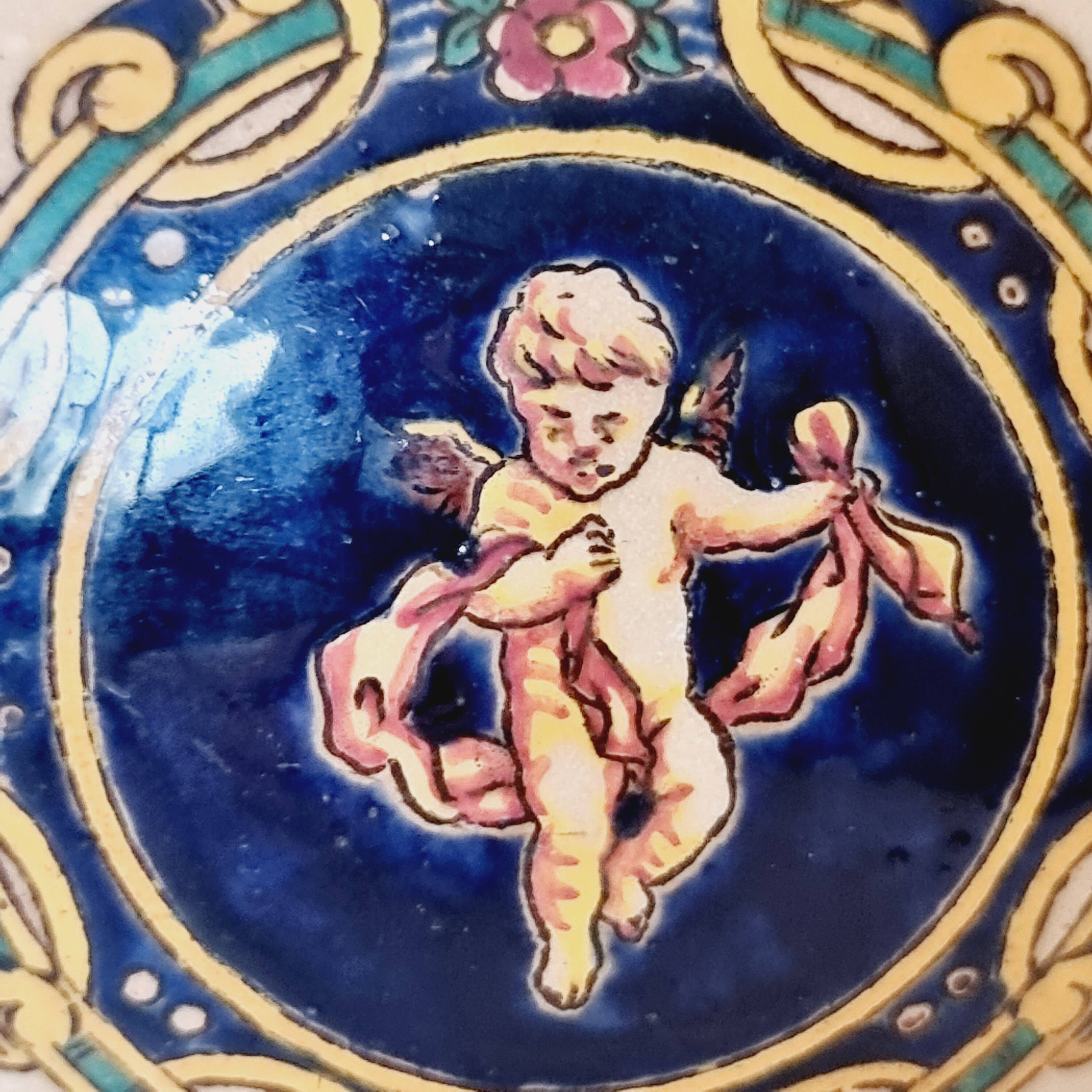 Electrified oil lamp in bronze and hand-painted Gien earthenware