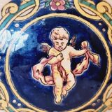 Electrified oil lamp in bronze and hand-painted Gien earthenware