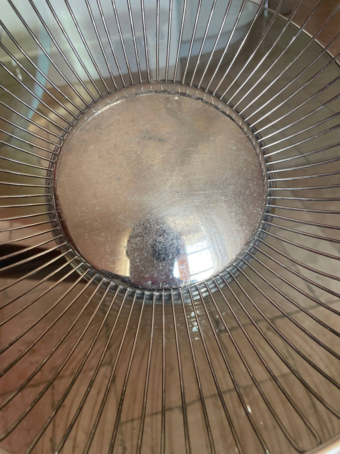 Silver metal fruit basket