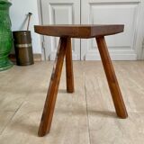 Tabouret tripode en chêne massif 1950