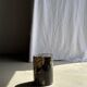 Black petrified wood side table with beige side H35 D24 - 3352