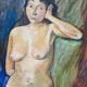 Painting "reverie" hst nude workshop jacquelin gaeremynck school of leers 1950
