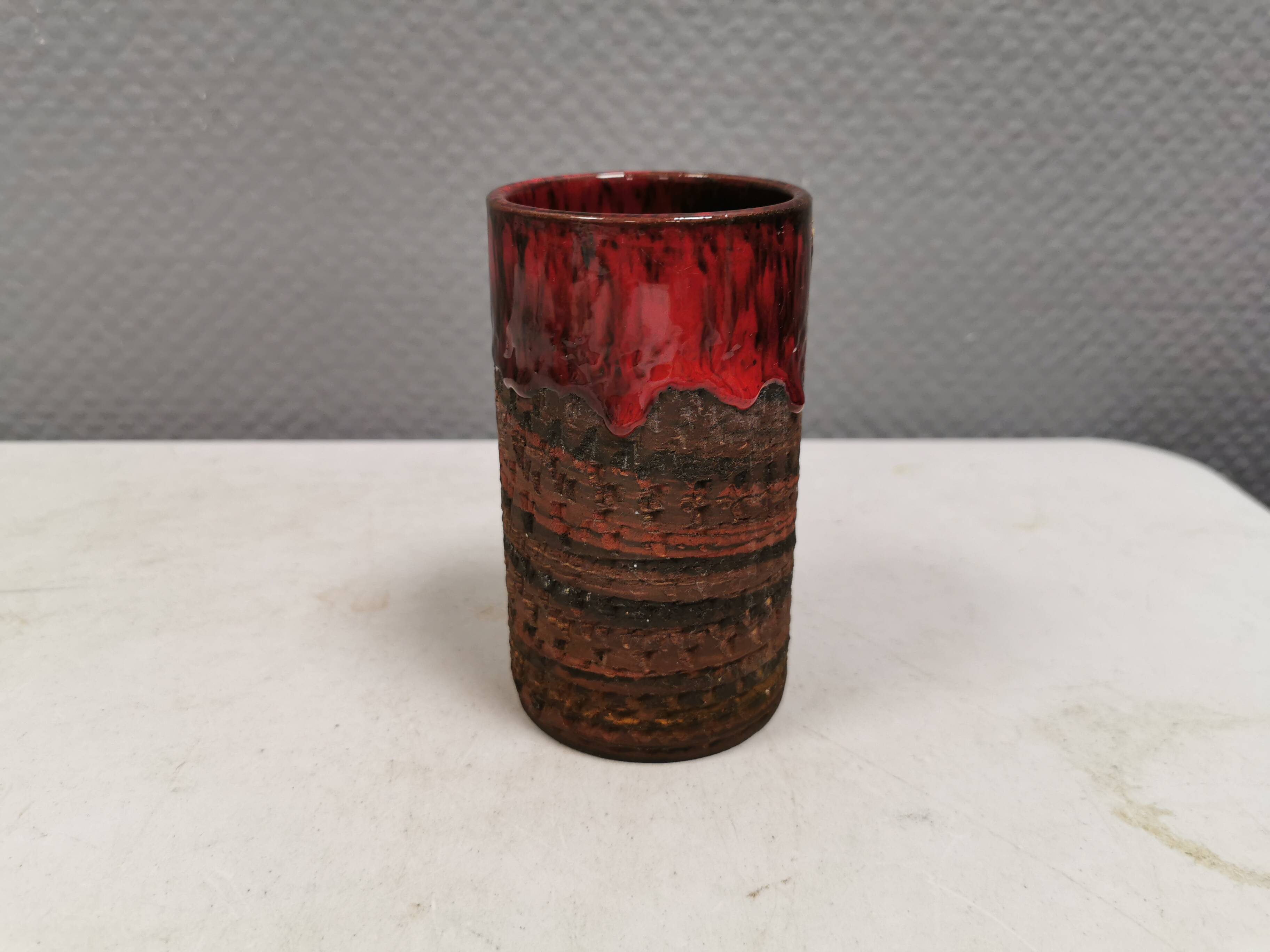 Vase with run-glaze, Denmark, 1970s. Made by Ernst Faxe