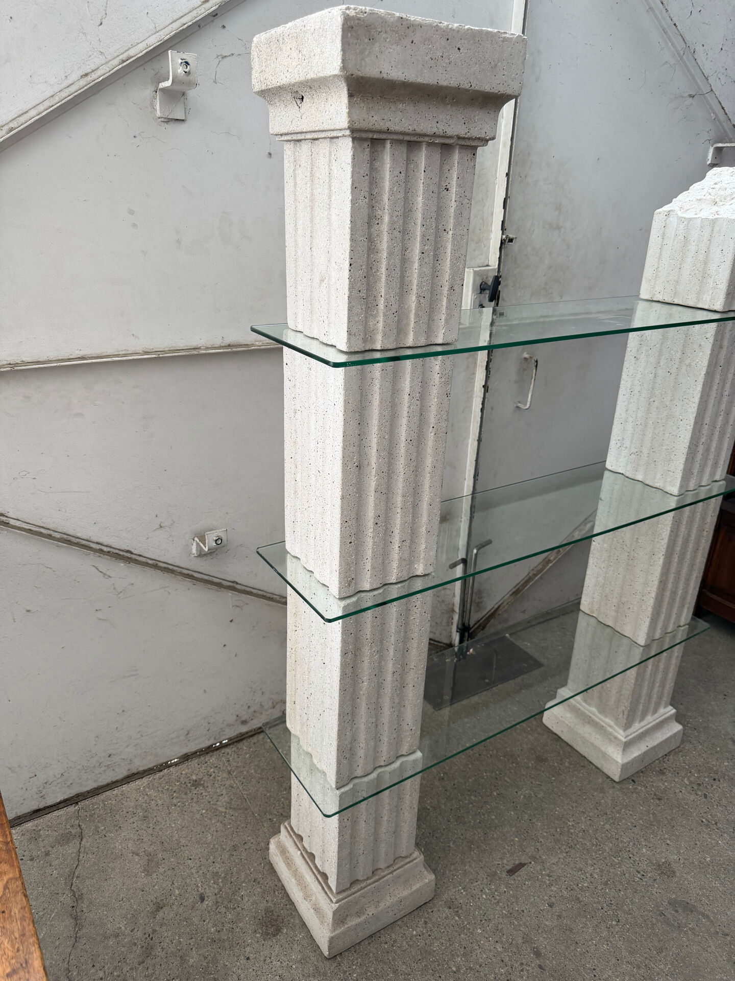 Marble effect display cabinet columns