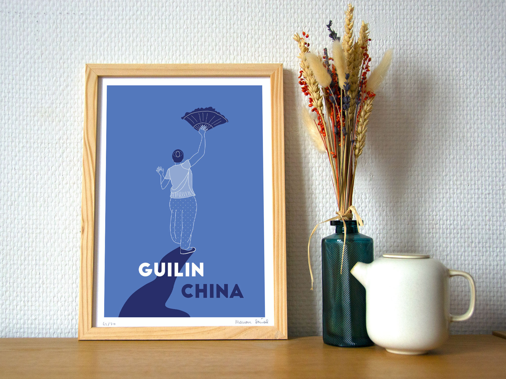 Ménade - Guilin, China - Illustration. A4 21 x 29.7. China, dancer, travel, dance