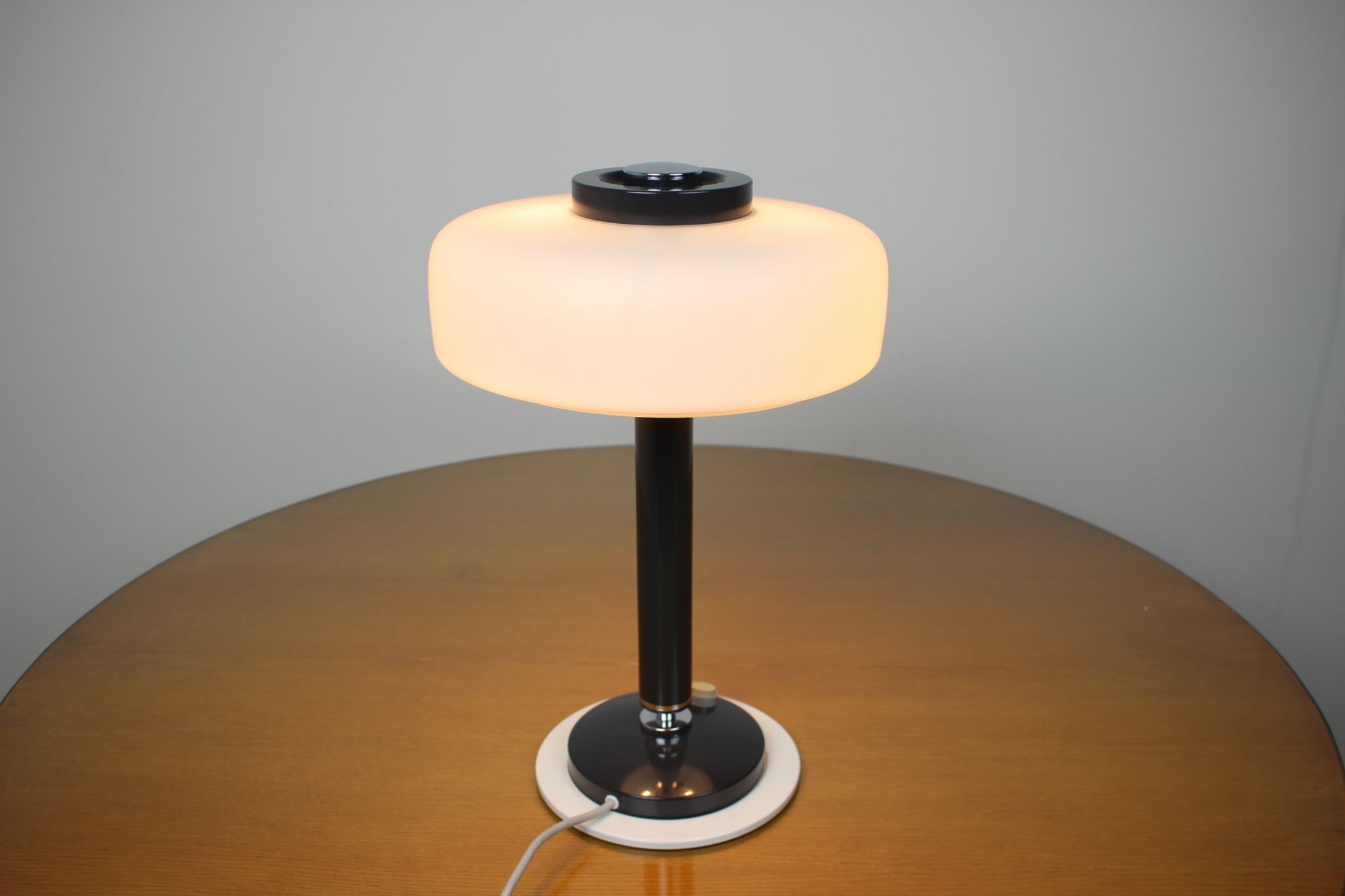Mid-century rare black & white table lamp/ Napako, 1960's