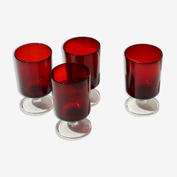 Set of 4 red 70s glasses