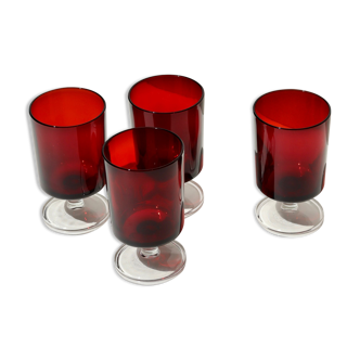 Lot de 4 verres 70s rouges