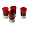 Set of 4 red 70s glasses
