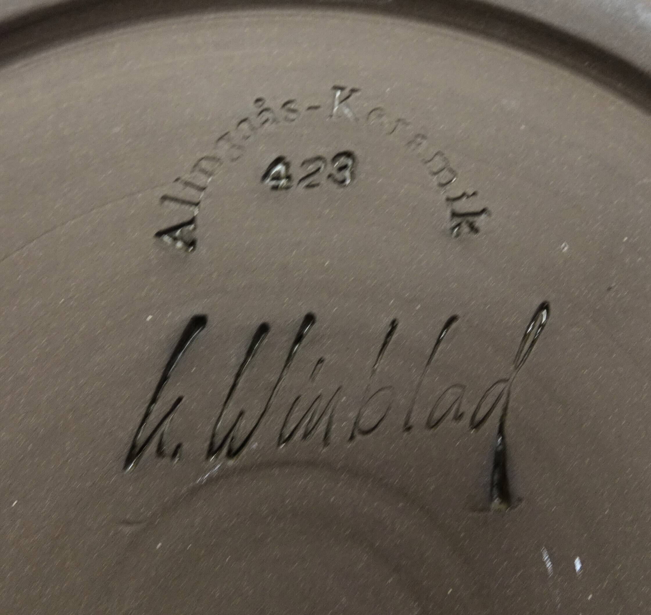 Vintage Handmade large Plate from Alimsås Ceramic by K. Winblad Sweden