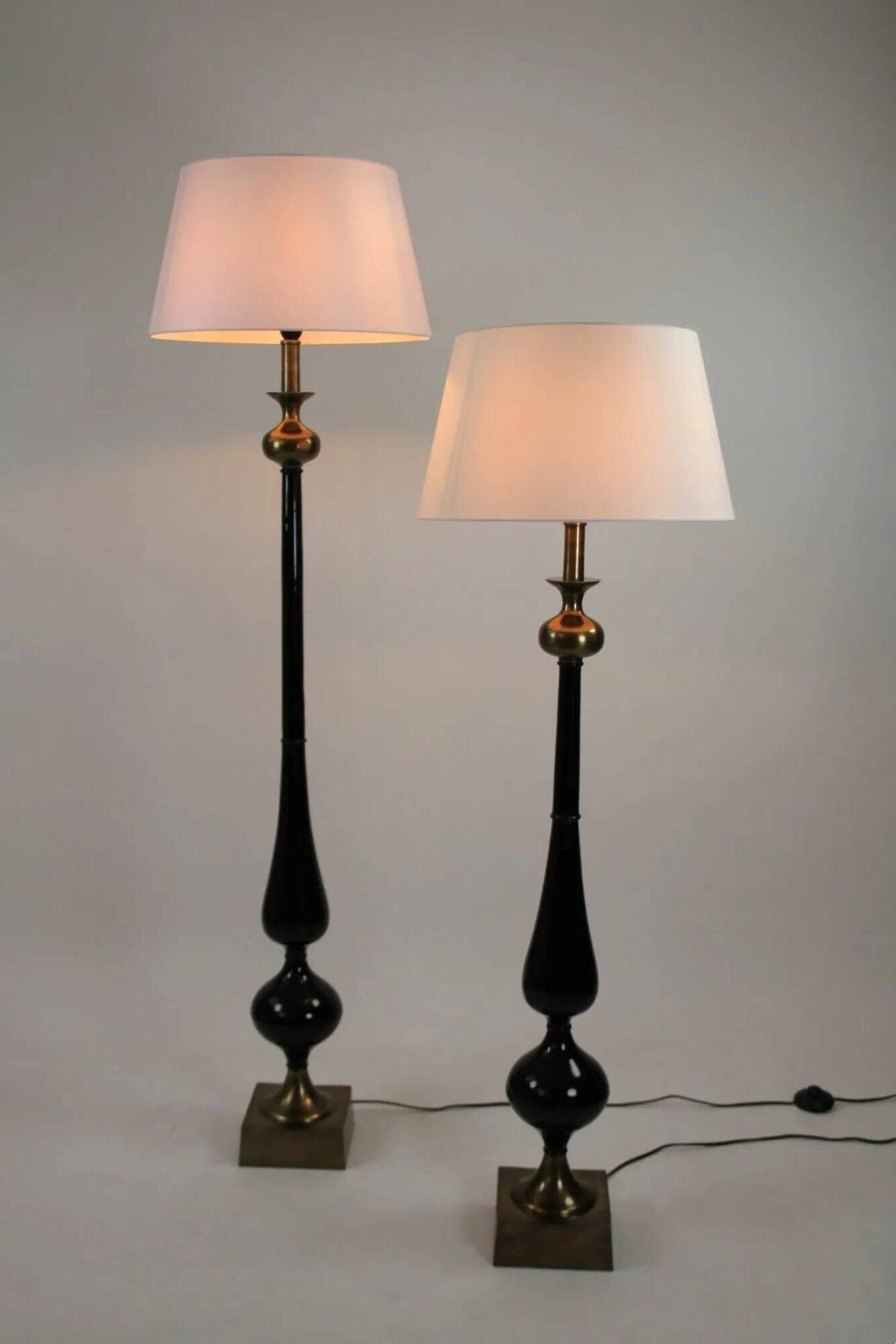 Pair of Floor Lamps in Black and Gold, The Netherlands — 1990s