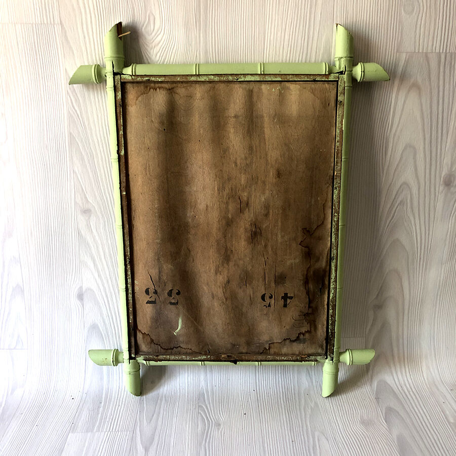 Vintage green rattan mirror