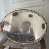 Vintage Silver Metal Tray Floral Rococo Pattern 55x40cm 1970