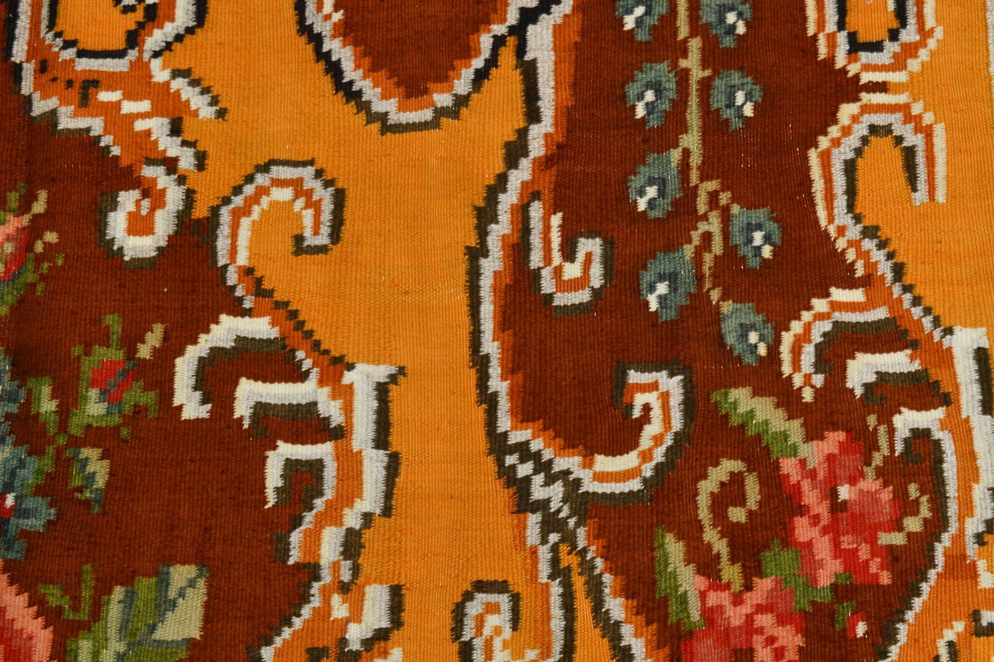Wine Red & Orange Classic Vintage Kilim Rug, 171x289Cm