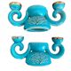 Pair of turquoise and gold double candlesticks