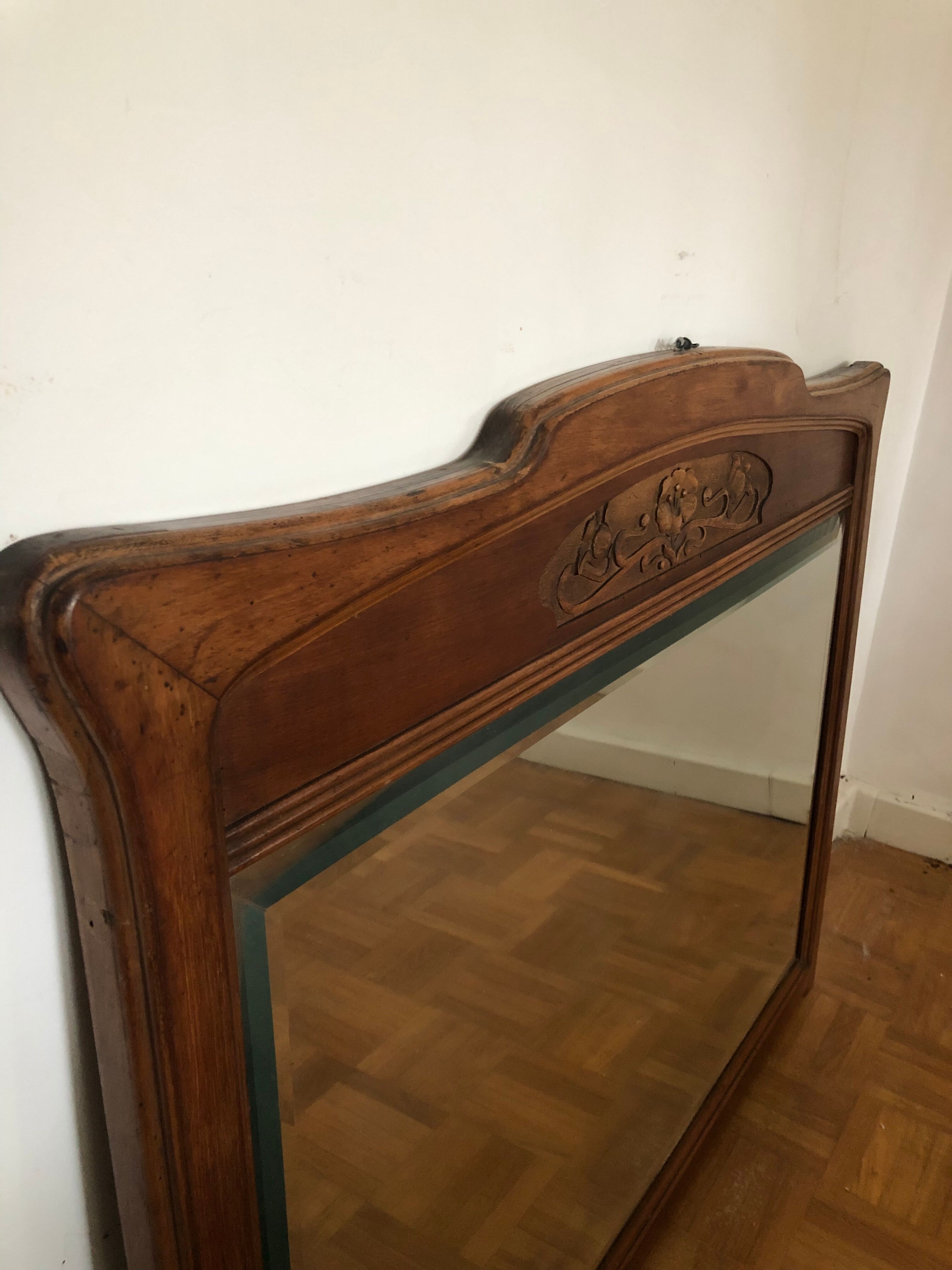Art Nouveau wooden mirror