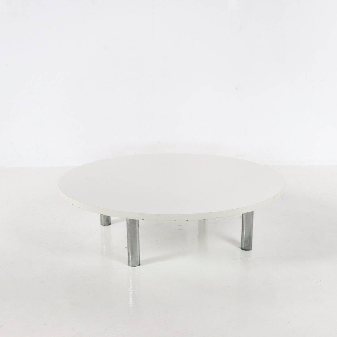 Table basse chromée et bois 1970