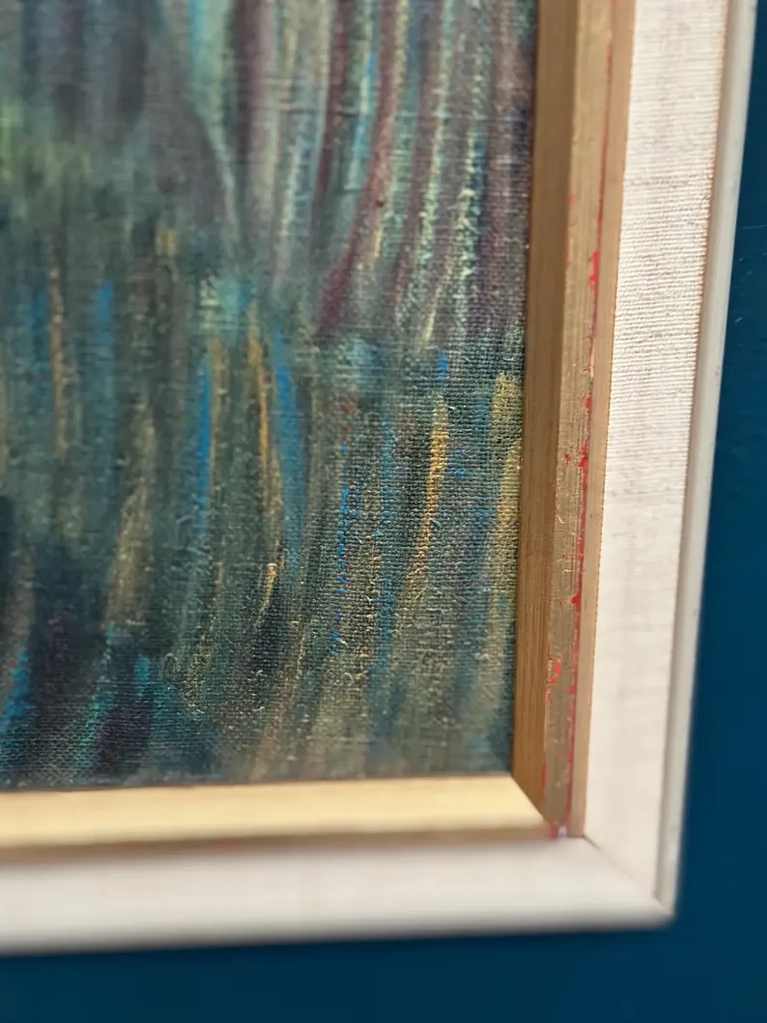 Large Original Swedish Oil on Canvas – “Cubist Landscape” by Kjell Lindberg – Signed – Vintage & Framed