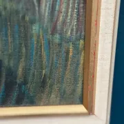 Large Original Swedish Oil on Canvas – “Cubist Landscape” by Kjell Lindberg – Signed – Vintage & Framed
