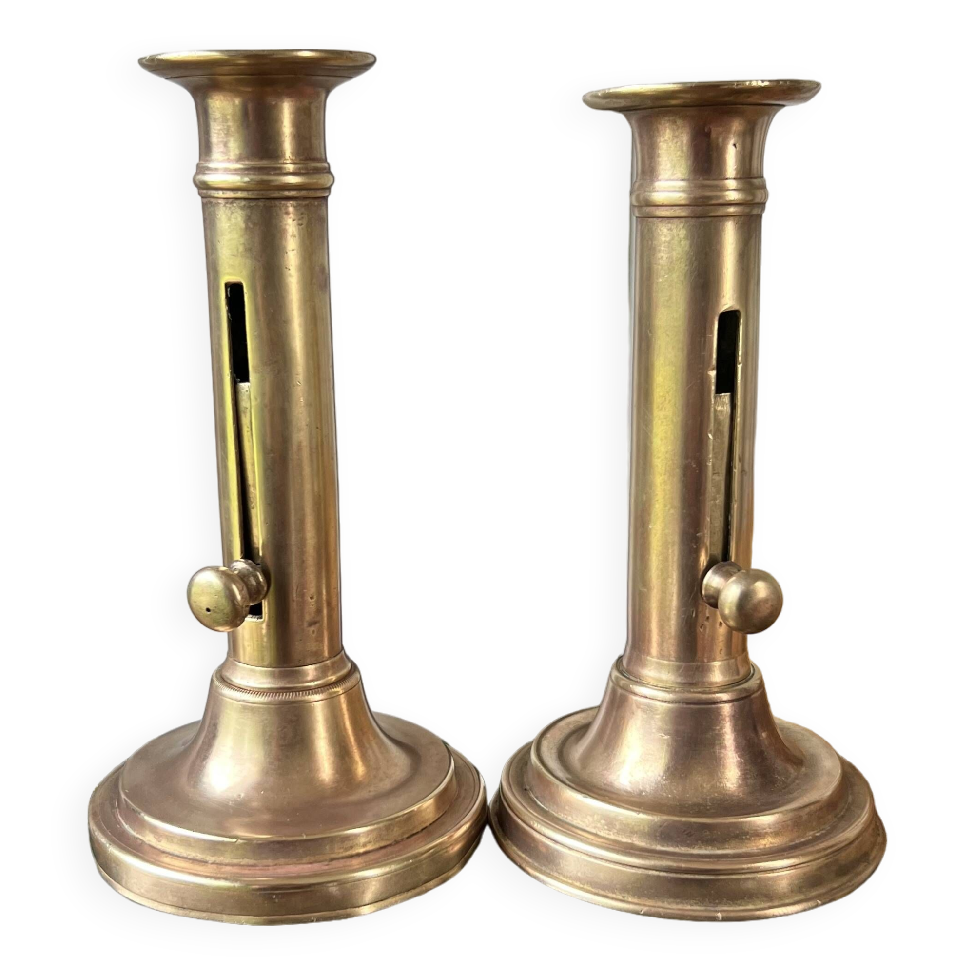 Duo of brass candlesticks