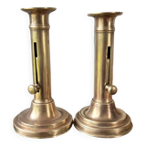 Duo of brass candlesticks