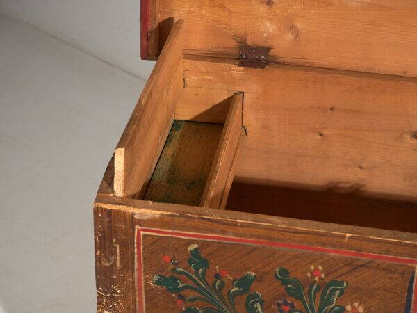 Antique wedding chest with polychrome floral motifs (circa 1860) #104
