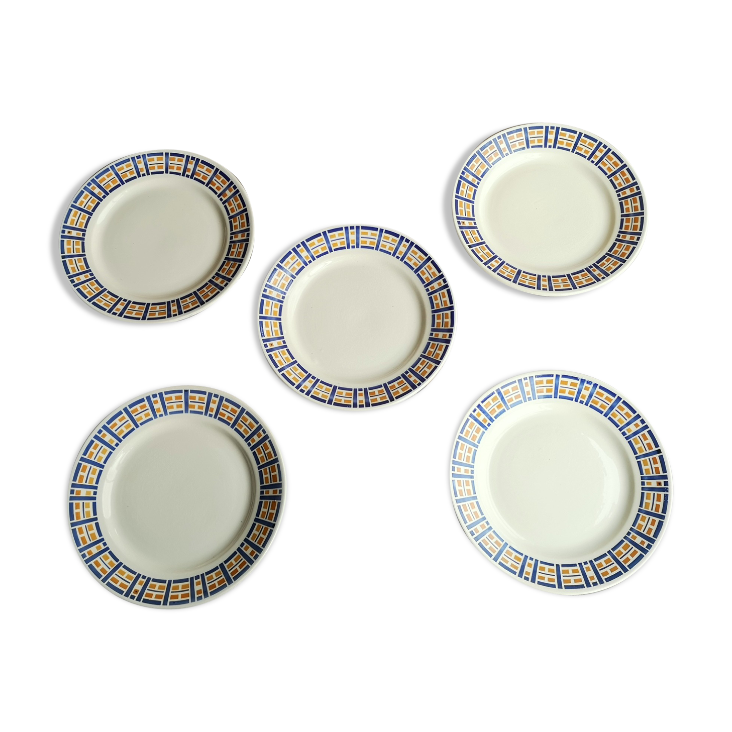 Set of 5 small old plates signed Badonviller