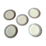 Set of 5 small old plates signed Badonviller