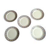 Set of 5 small old plates signed Badonviller