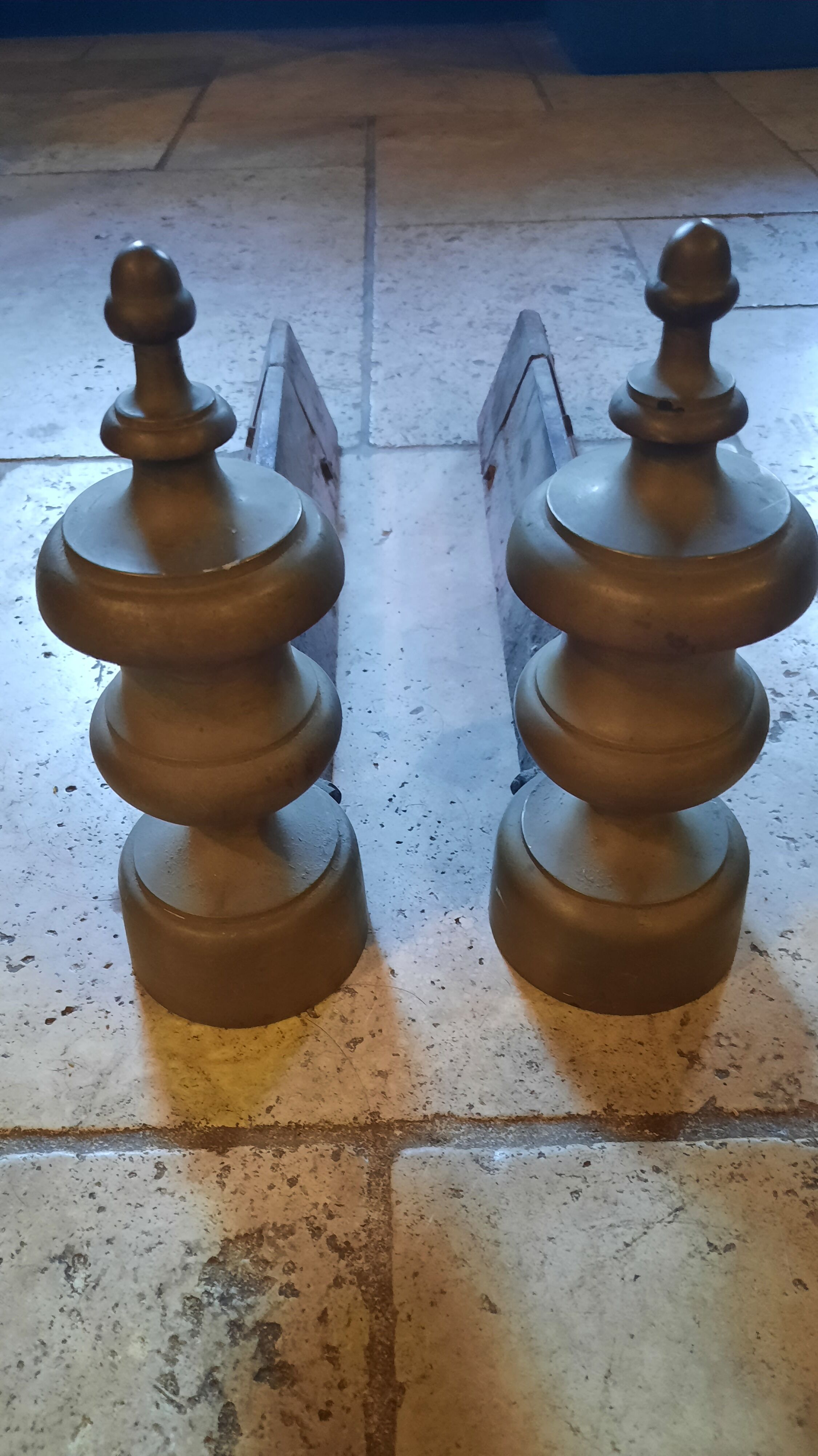 Pair of bronze chenets