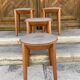 Set of 4 stools in beech and gray Skai 1980