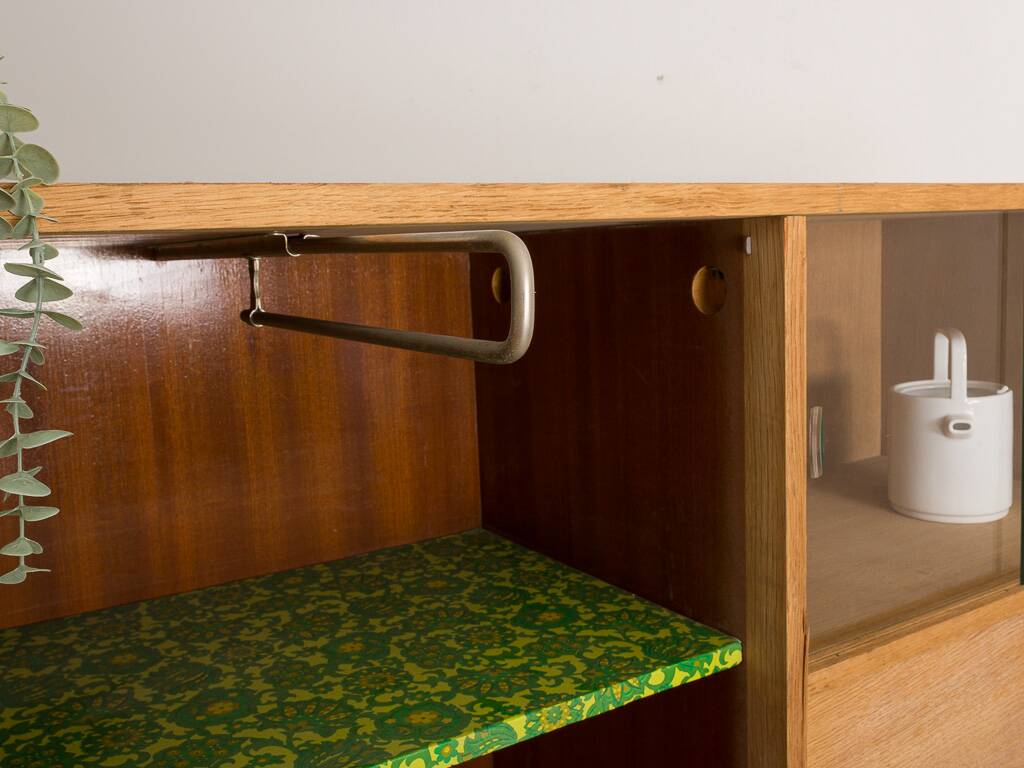 Oak desk cabinet with wardrobe space and fully pickled showcase, circa 60