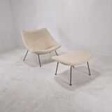 Chaise Oyster avec pouf par Pierre Paulin pour Artifort, années 1960