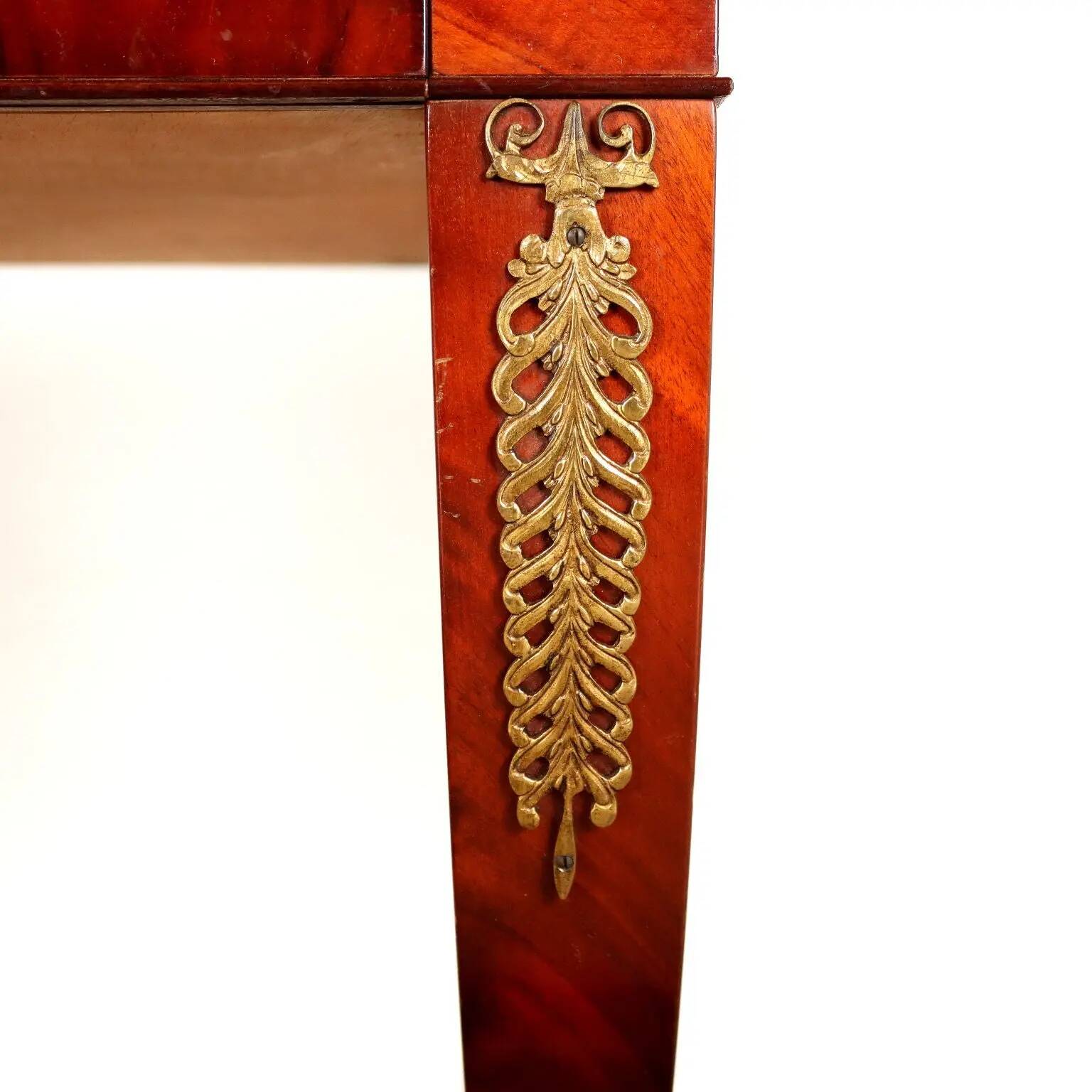 Antique Empire desk from Italy, 1900, mahogany veneer.