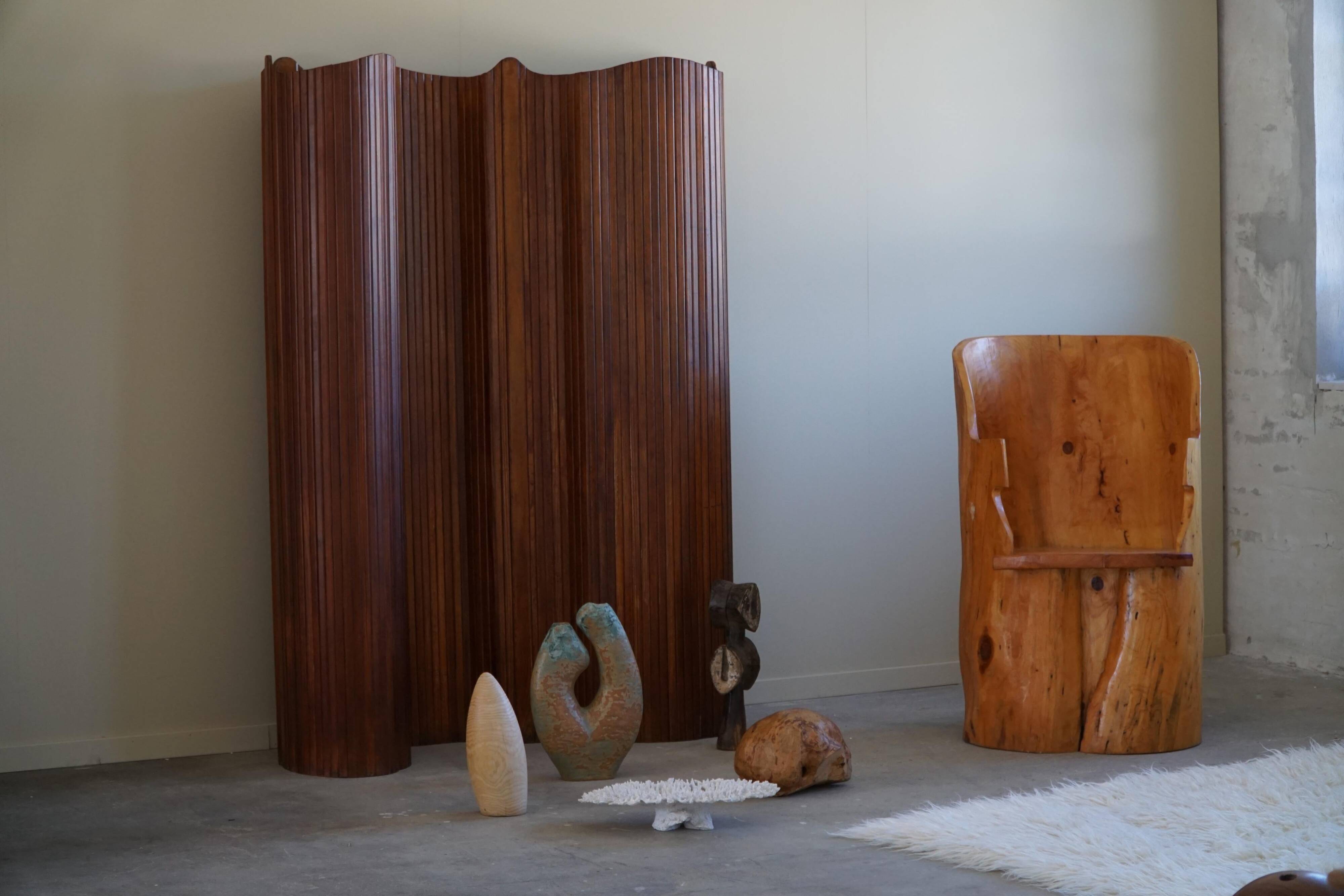 Chaise en souche en bouleau massif par un ébéniste suédois, Wabi Sabi, années 1950