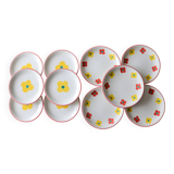 11 Yellow flower habitat plate with orange border BY PAGNOSSIN ITALY