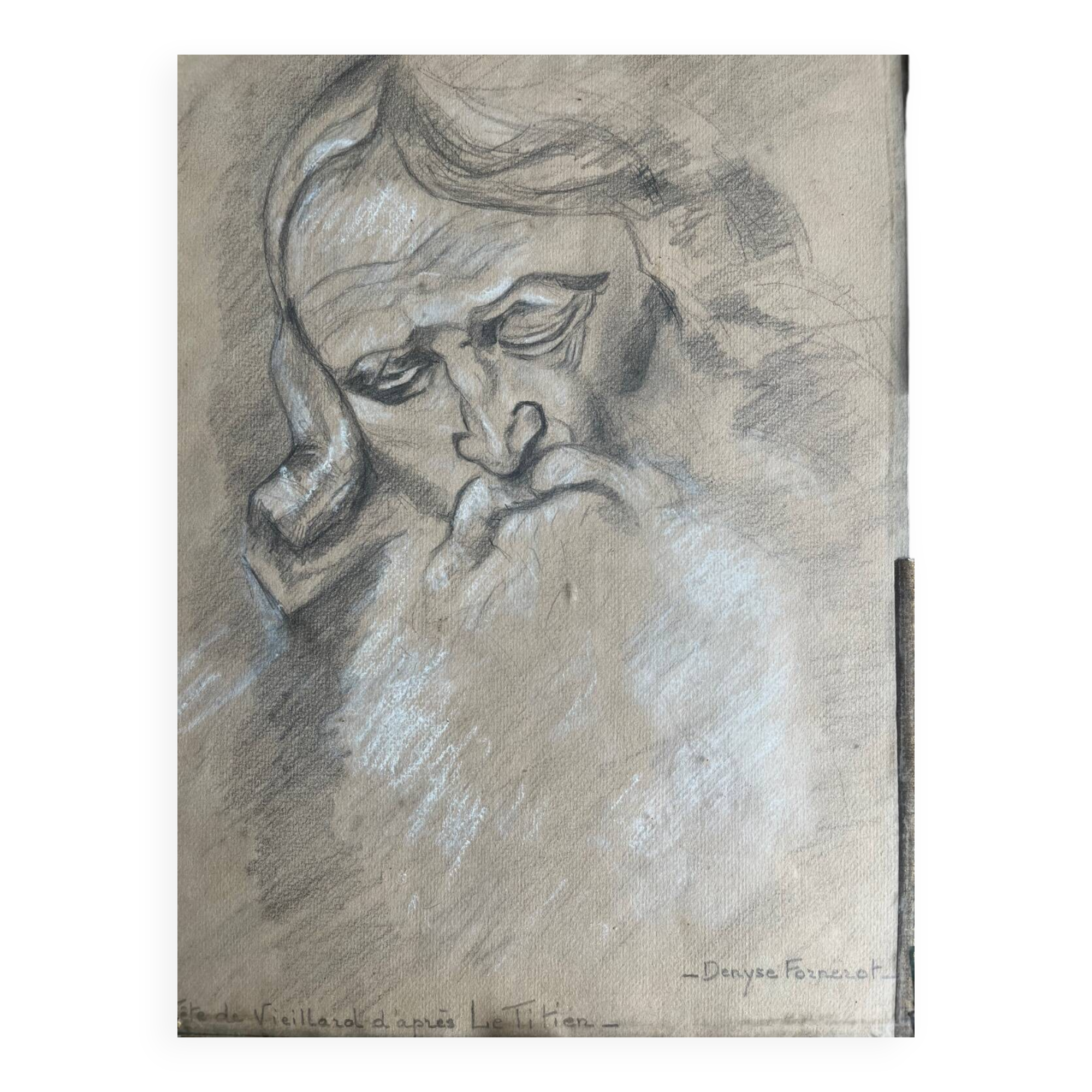 Drawing: portrait of an old man after Titian