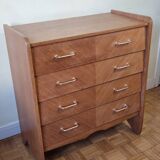 Vintage chest of drawers in modernist veneered wood from the 50s