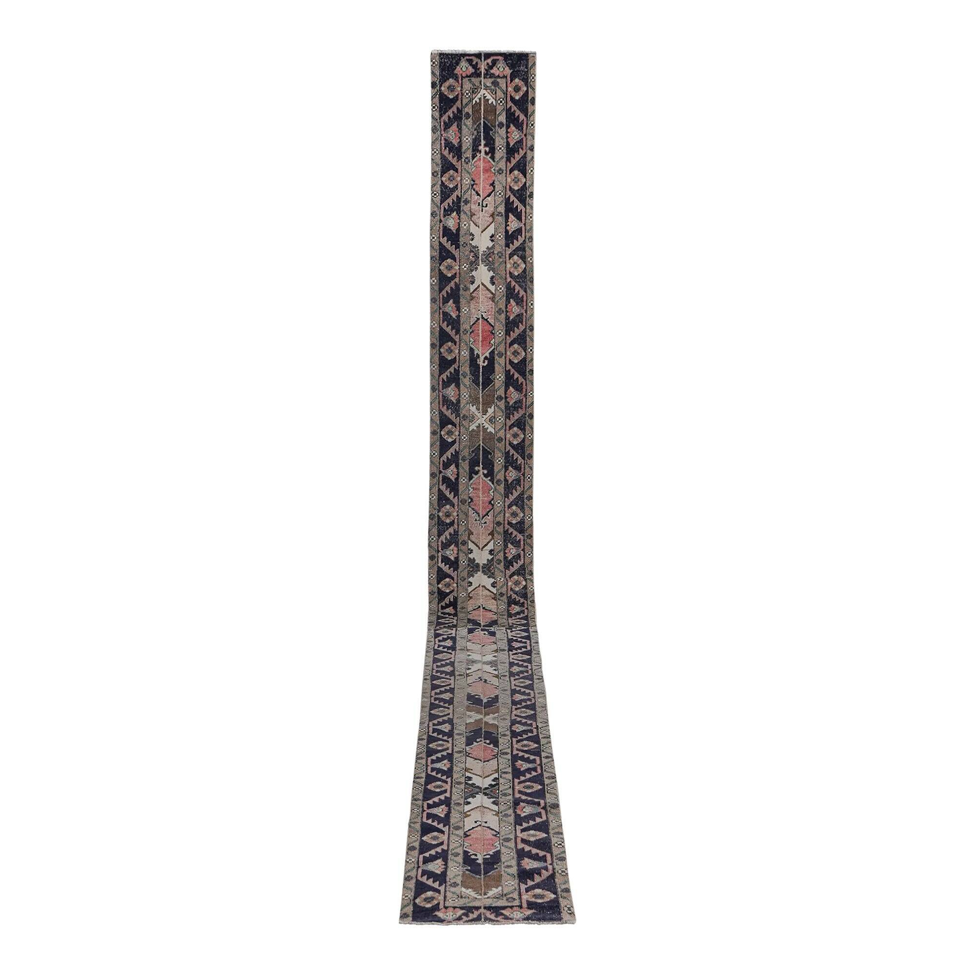 Vintage Turkish hallway rug 54x712 cm
