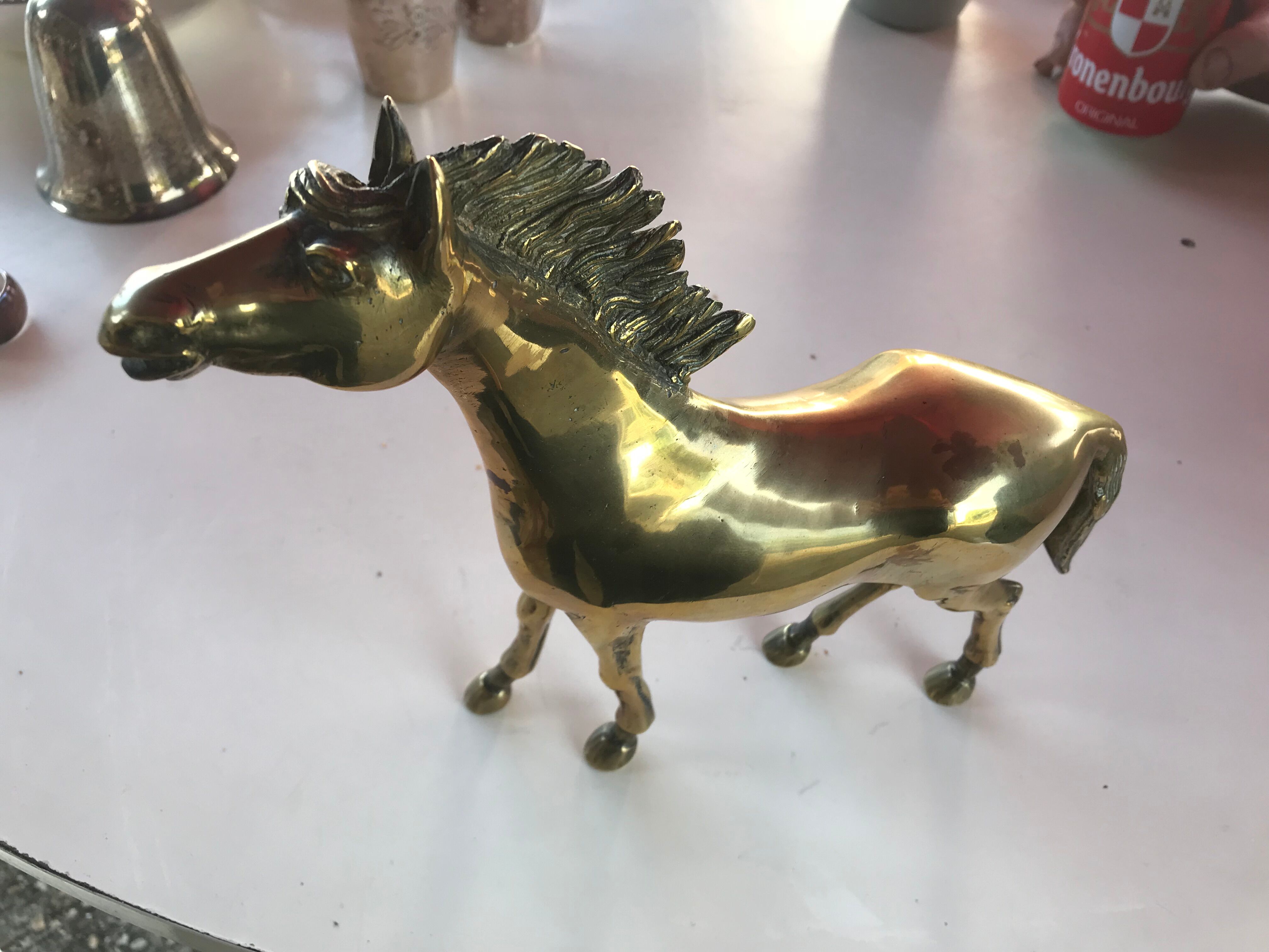 Statuette cheval en bronze doré