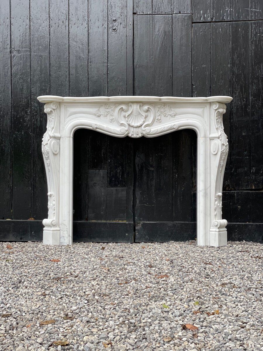 Louis XV style fireplace in Carrara marble circa 1980