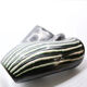 Black and green ceramic basket vase with white stripes from Bauzio in Vallauris, 1957