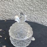 Candy box in the shape of pineapple, vintage transparent glass